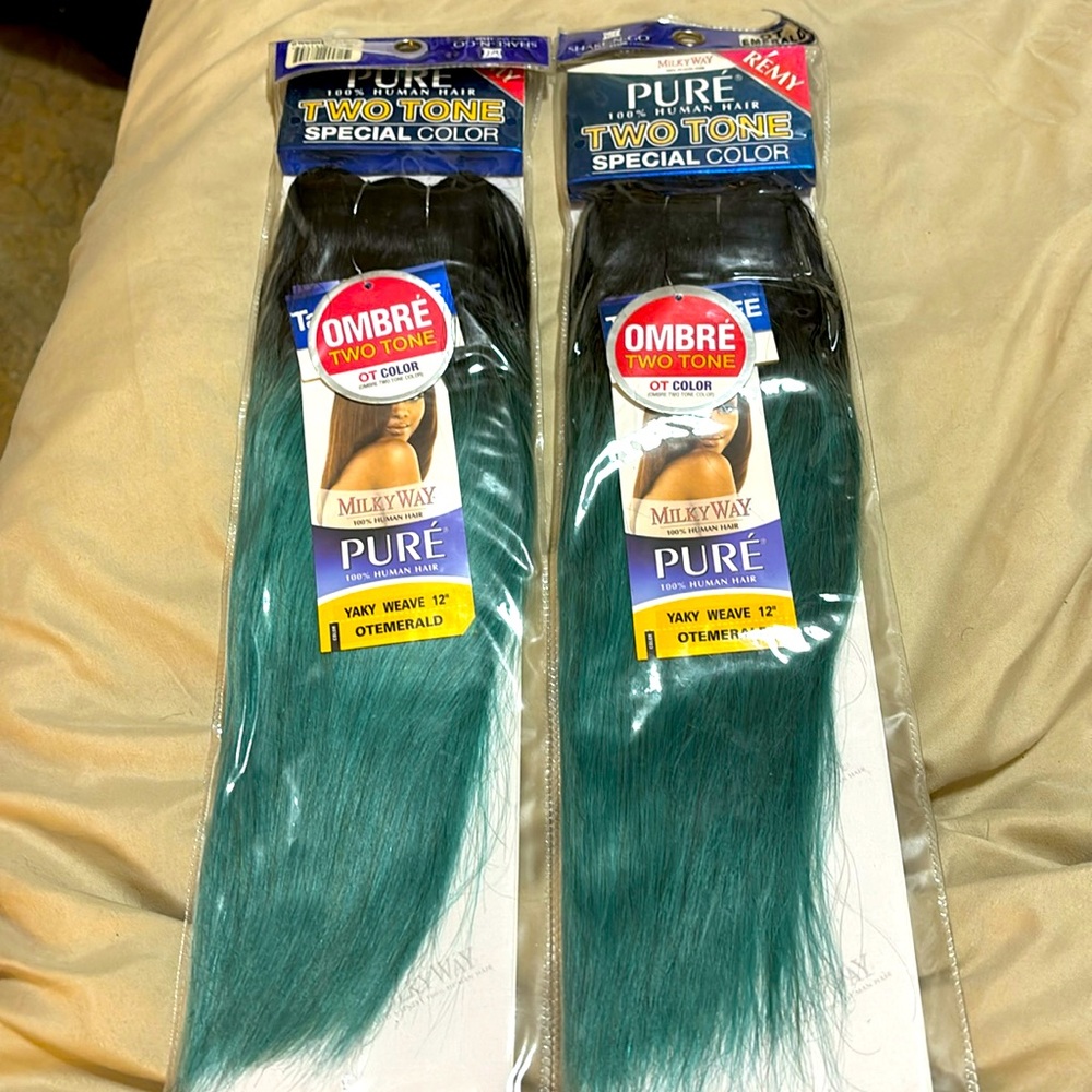 Milky Way PURE Human Hair Weave 2-packs Extension Remy 14” #OTEMERALD